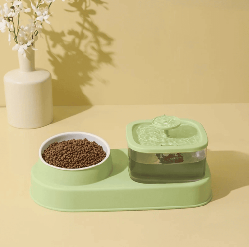 Cat Water Dispenser And Feeding Bowl 2-in-1, Dry And Wet Separation Automatic Water Dispenser Sturdy Cat Feeding Bowl Cat And Dog Feeding Supplie